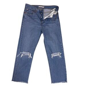 Levi's Premium Wedgie Straight Jeans Women's Size 27 Ripped Frayed Hem